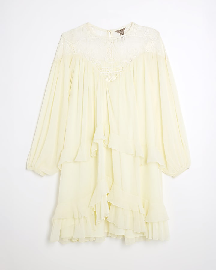 White Premium Lace Smock Mini Shift Dress