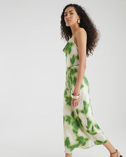 Green Floral Cowl Neck Midi Slip Dress
