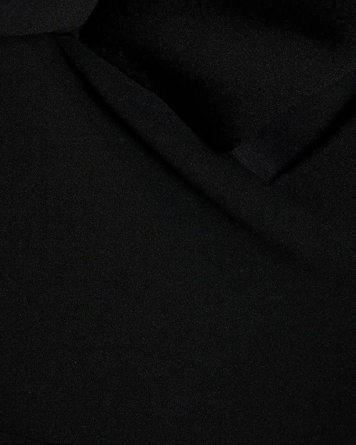 Black Sleeveless Scuba Ruffle Mini Dress