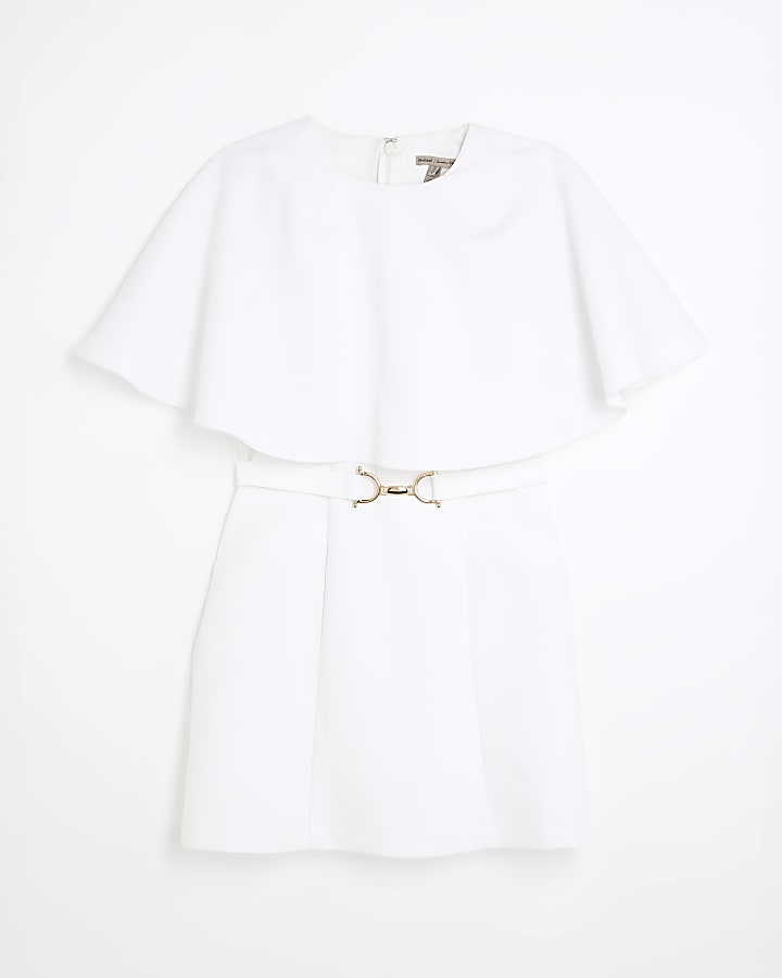 White Tailored Cape Mini Dress