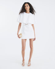 White Tailored Cape Mini Dress