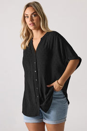 YOURS Curve Black Textured Dobby Blouse