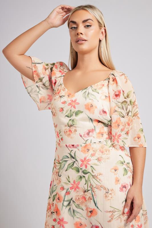 YOURS LONDON Curve Ivory White Floral Metallic Midaxi Dress