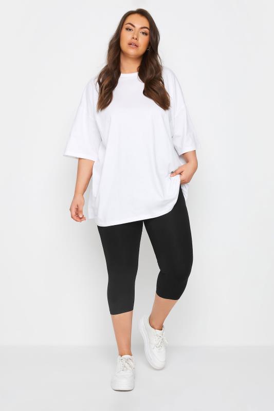 YOURS 2 PACK Curve Black Stretch Cropped Leggings