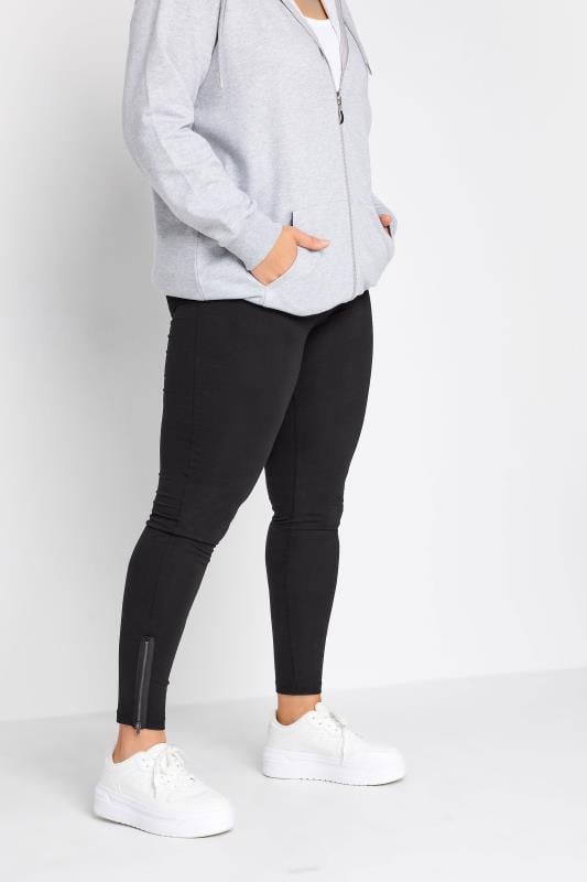 YOURS Curve Black Zip Hem Leggings