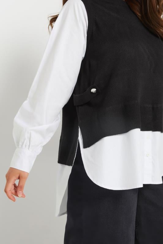 YOURS Curve Black & White 2-In-1 Long Sleeve Shirt