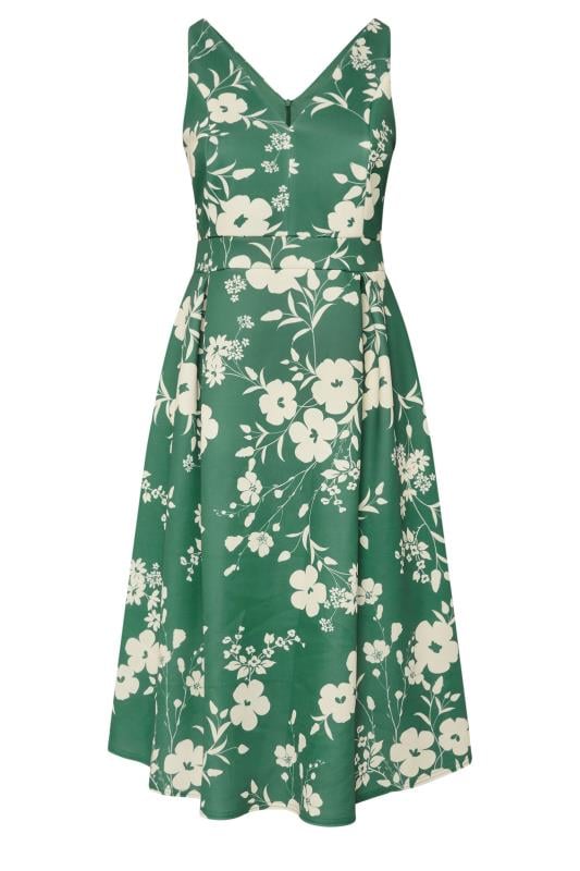 YOURS LONDON Curve Green Floral Print Pleated Midi Dress