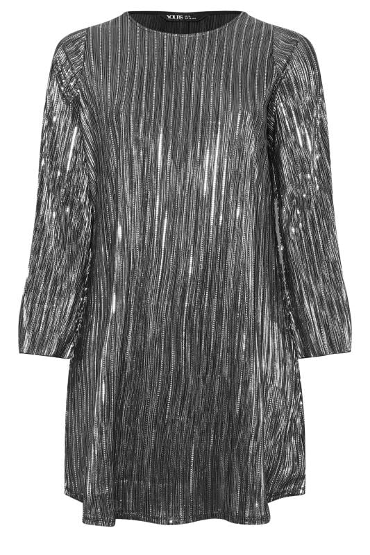 YOURS Curve Silver Metallic Plisse Dress