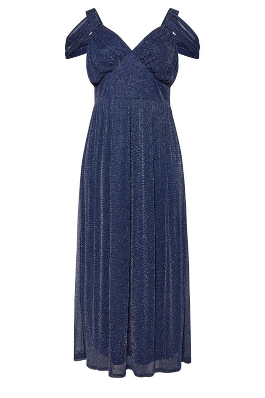 YOURS LONDON Curve Navy Blue Metallic Midaxi Dress