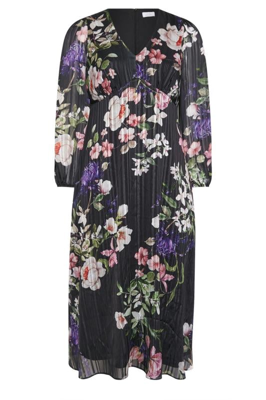 YOURS LONDON Curve Black Metallic Floral Midaxi Dress
