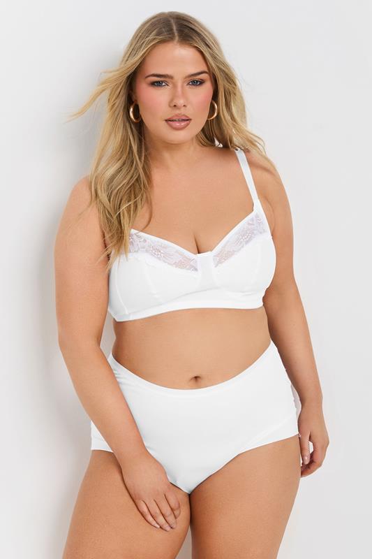 YOURS 2 PACK Blue & White Cotton Lace Trim Non-Padded Non-Wired Bralettes