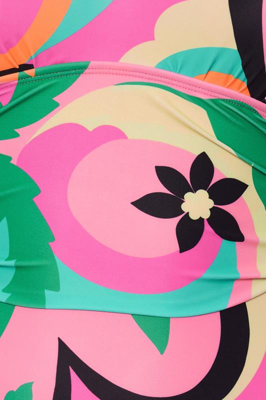 YOURS Curve Floral Abstract Print Plunge Swimsuit