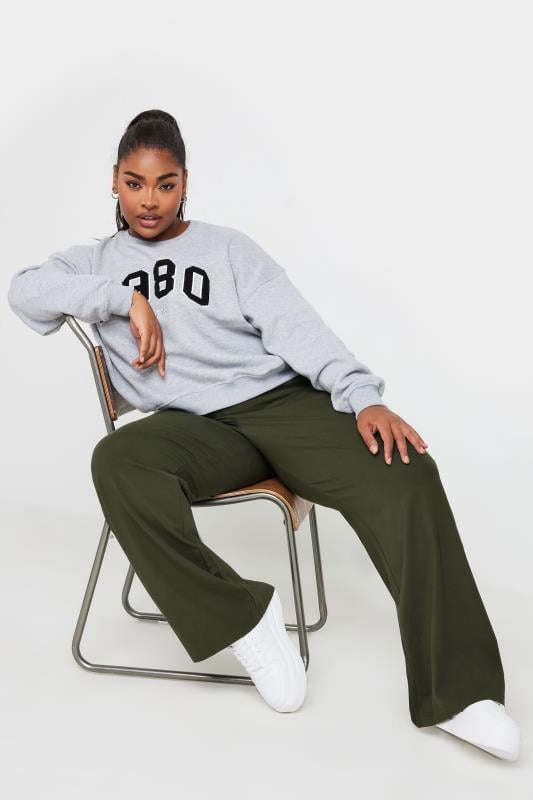 YOURS Curve Khaki Green Wide Leg Yoga Pants