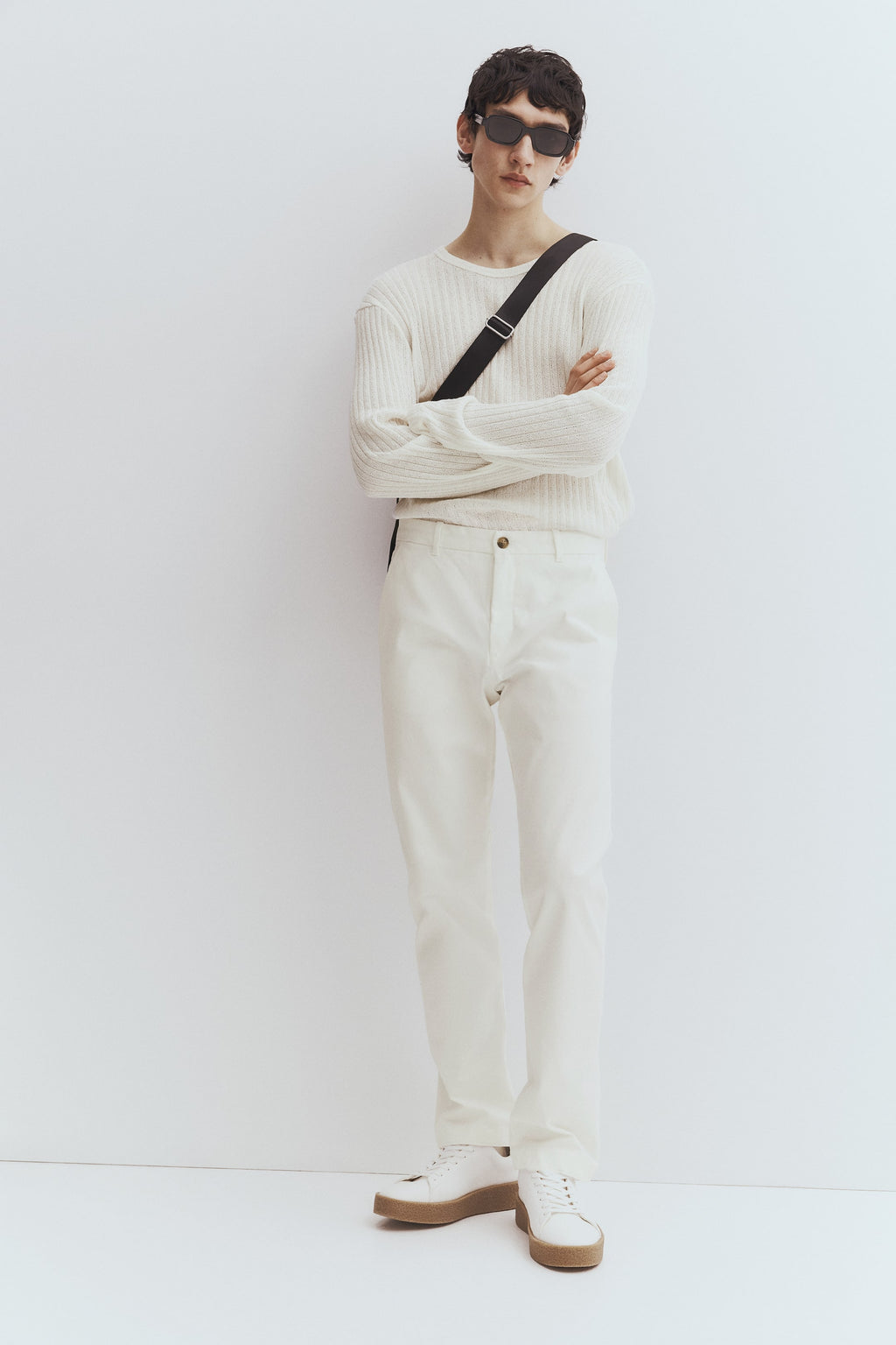 SLIM FIT COTTON CHINOS - Cream