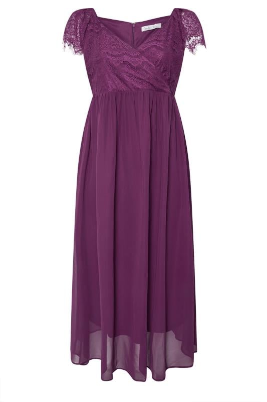 YOURS LONDON Curve Purple Lace Wrap Maxi Dress