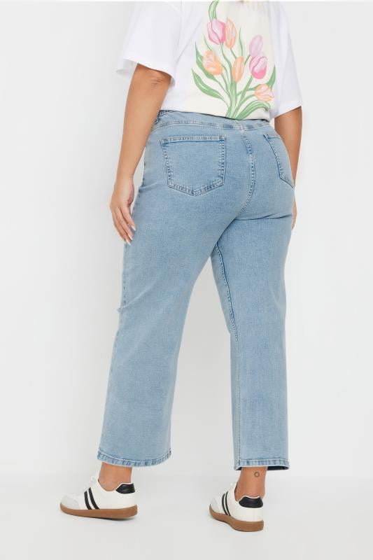 YOURS Curve Light Blue Wide Leg Cropped Jeans
