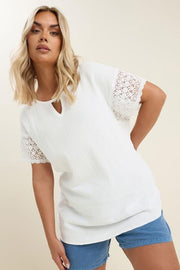 YOURS Curve White Cheesecloth Crochet Top