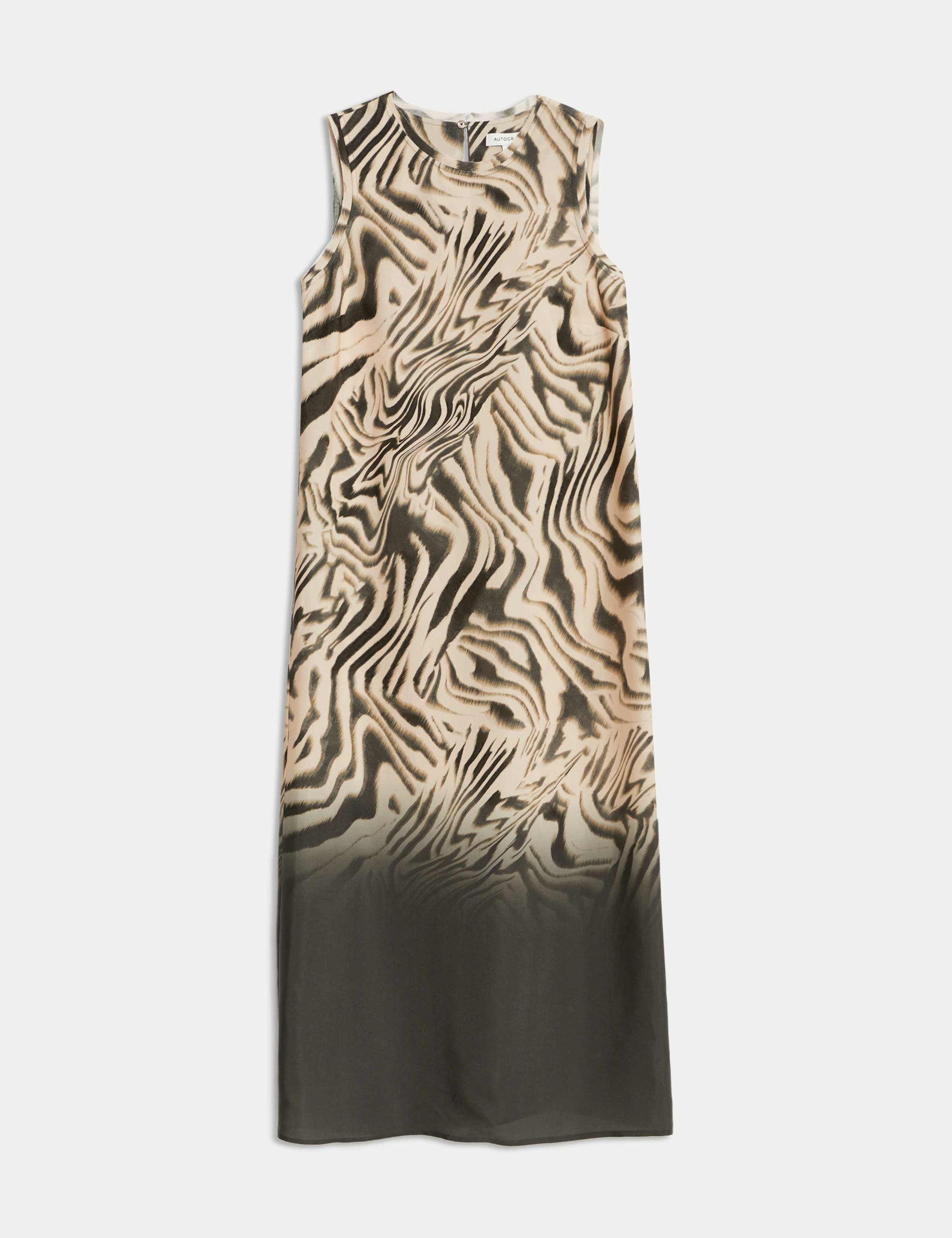 Animal Print Round Neck Midi Column Dress
