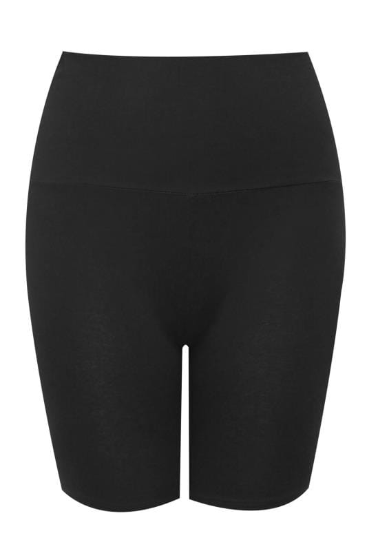 YOURS Curve Black TUMMY CONTROL Soft Touch Stretch Cycling Shorts