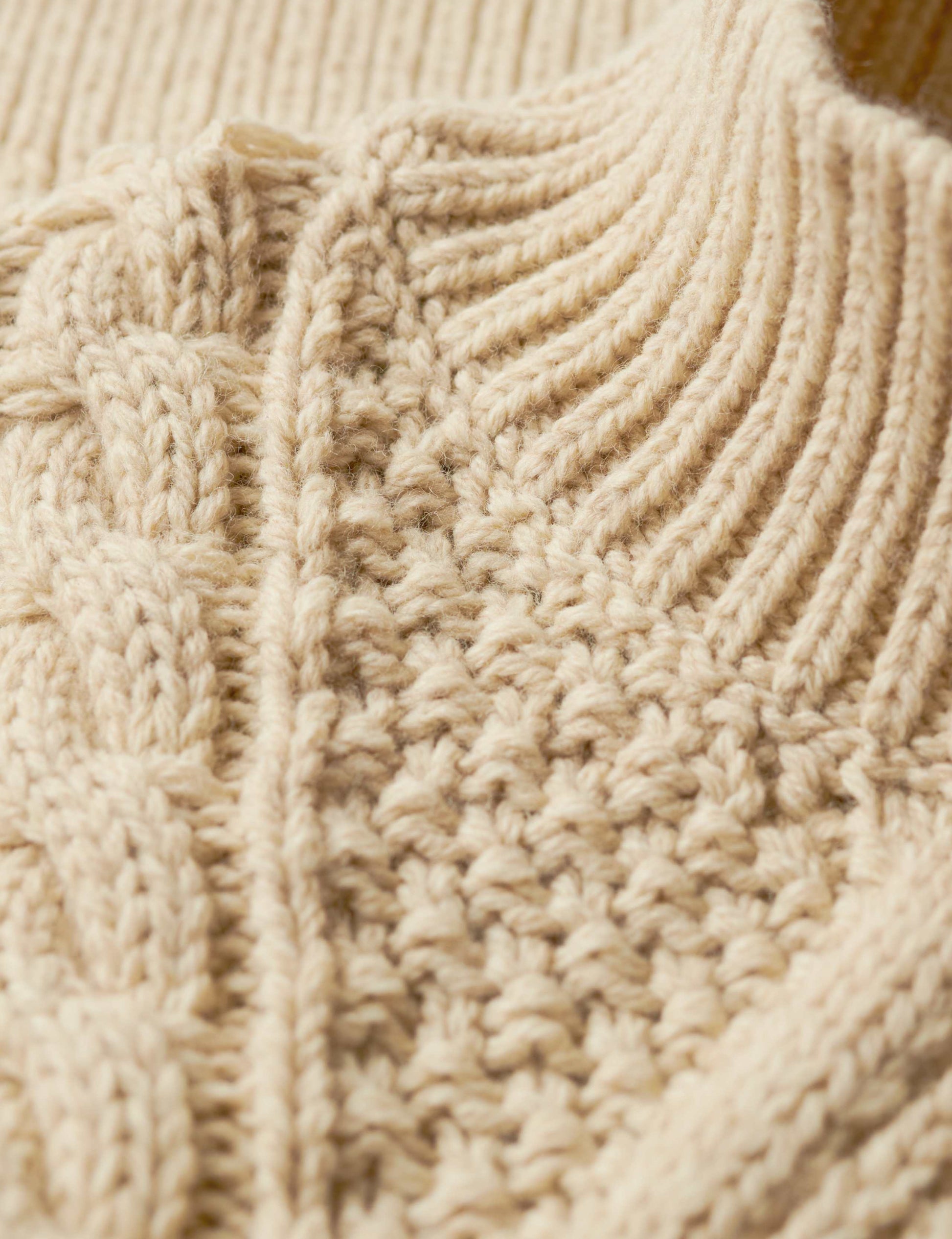 M&S Cable Knit Funnel Neck Jumper with Wool