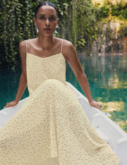 Chiffon Printed Scoop Neck Maxi Waisted Dress