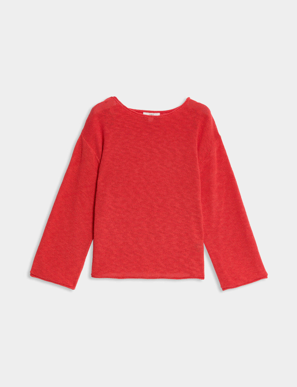 M&S Cotton Blend Textured Crew Neck Jumper - Tomato