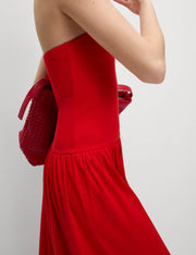 Cotton Rich Bandeau Midi Drop Waist Dress