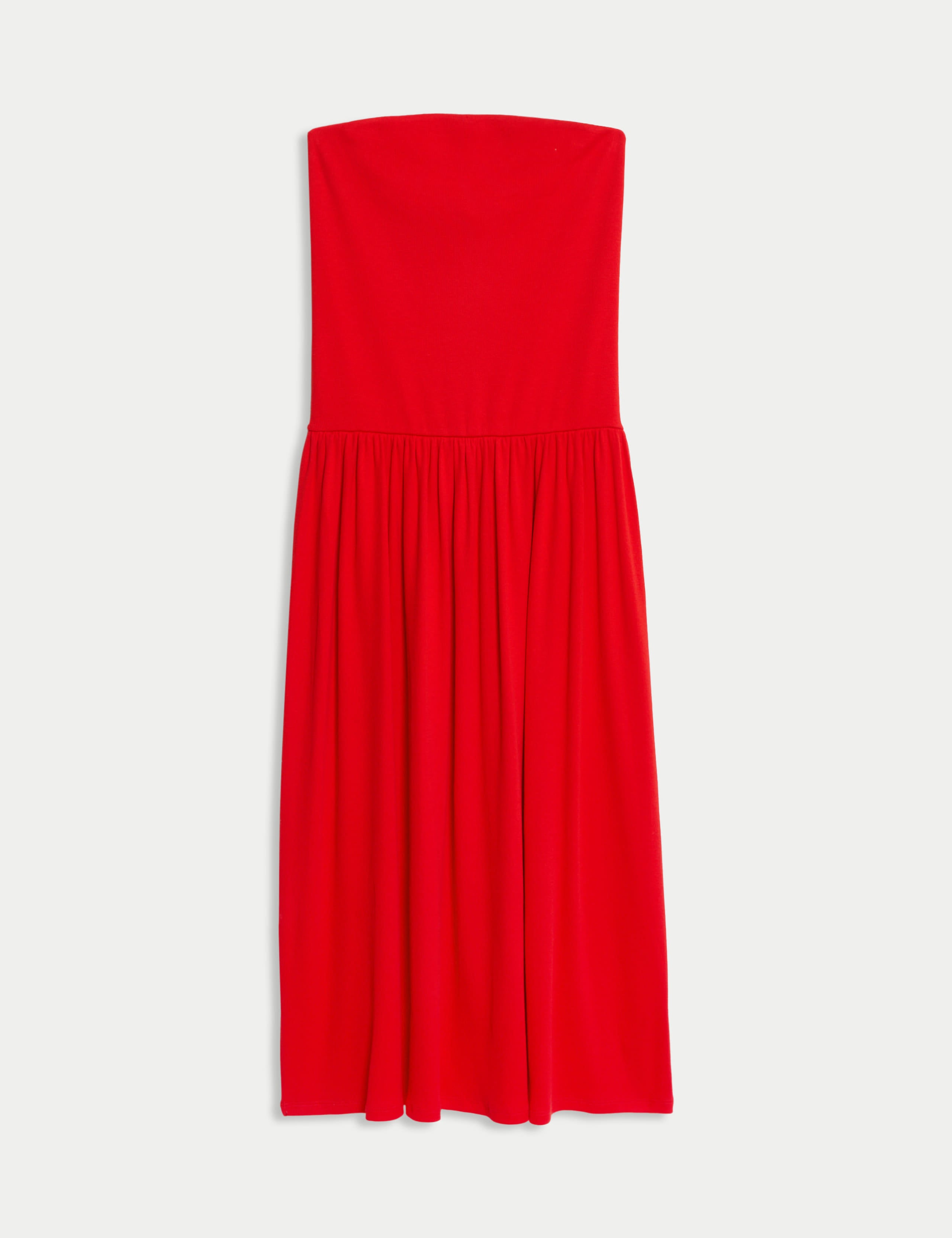 Cotton Rich Bandeau Midi Drop Waist Dress