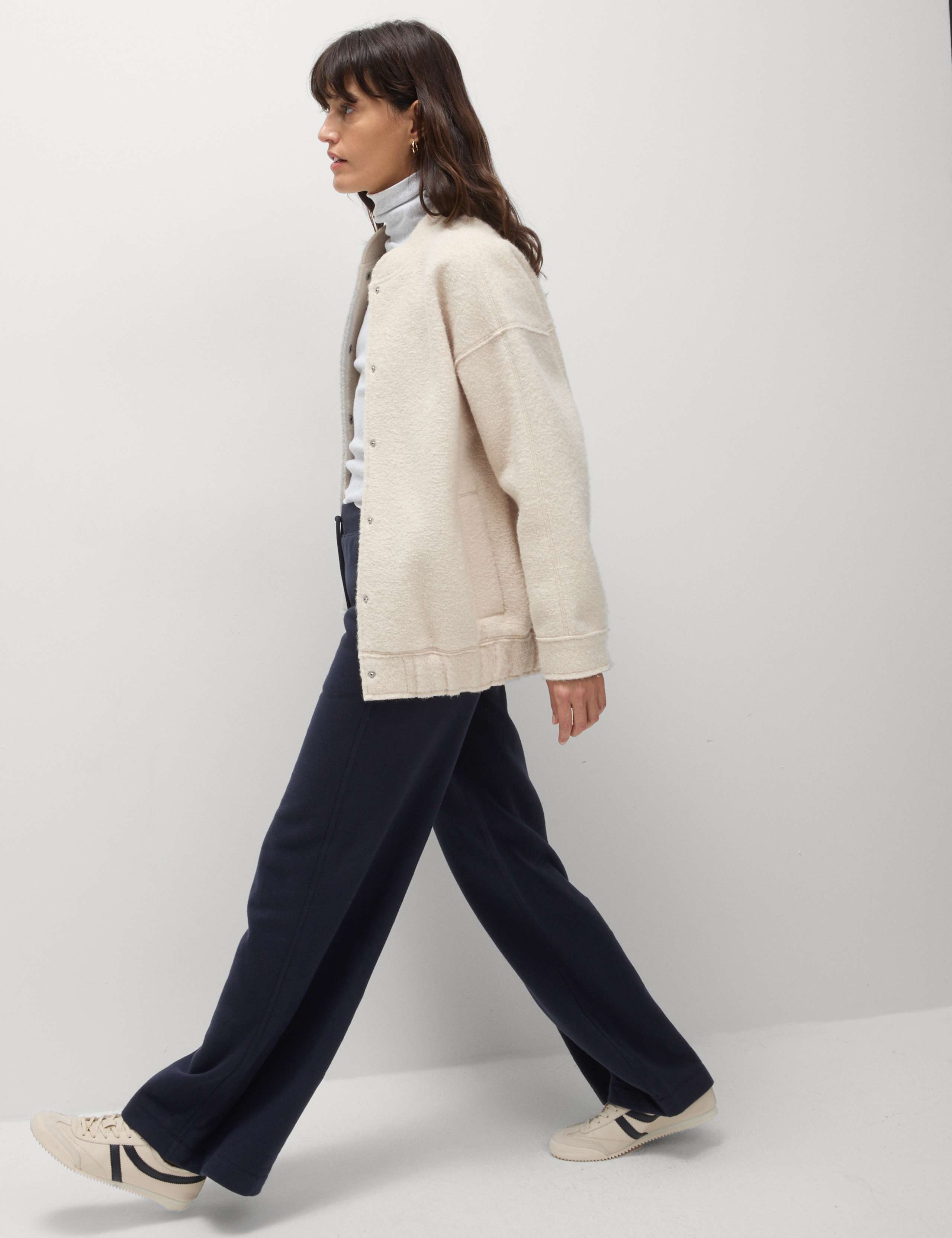 M&S Cotton Rich Brushed Wide Leg Joggers