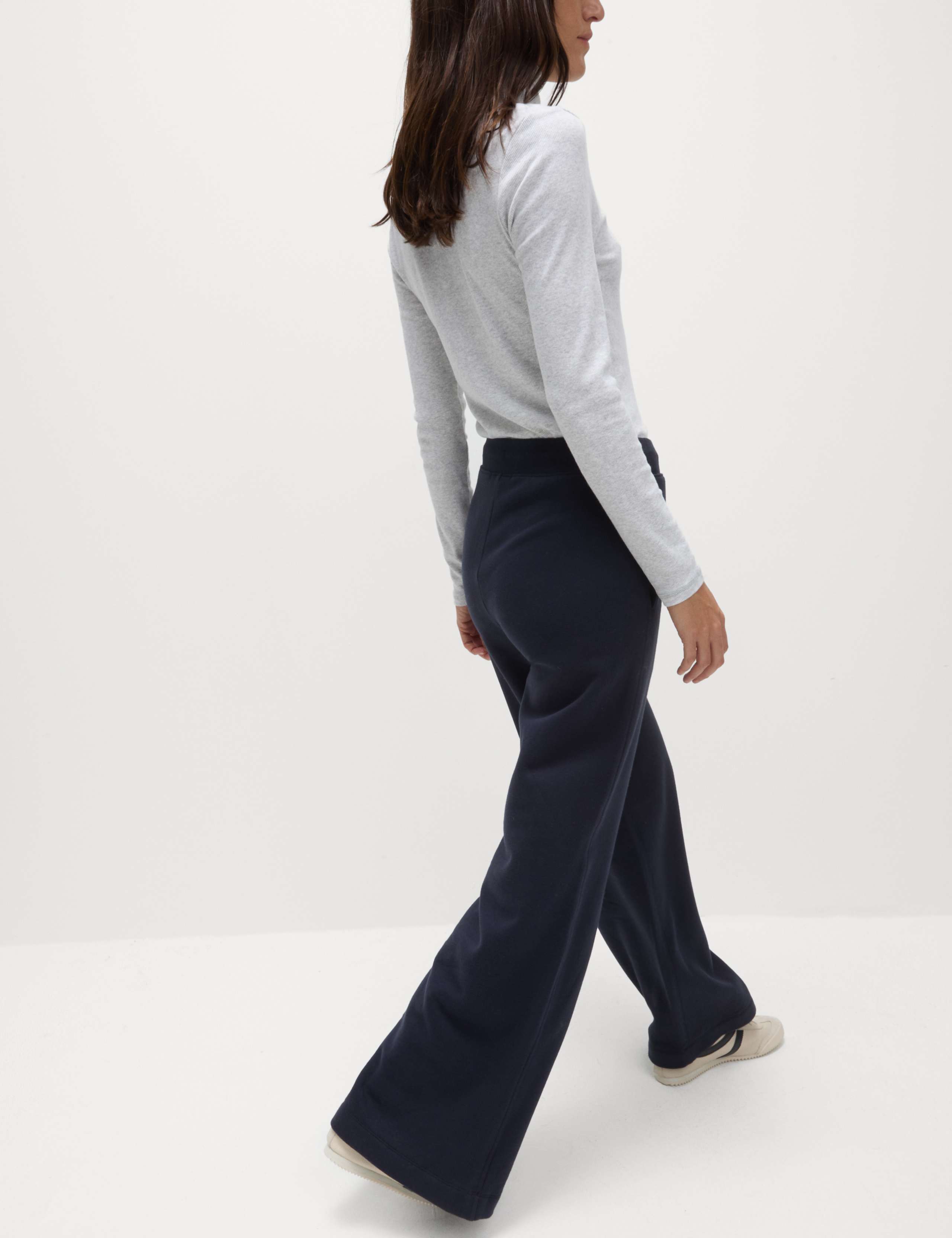 M&S Cotton Rich Brushed Wide Leg Joggers