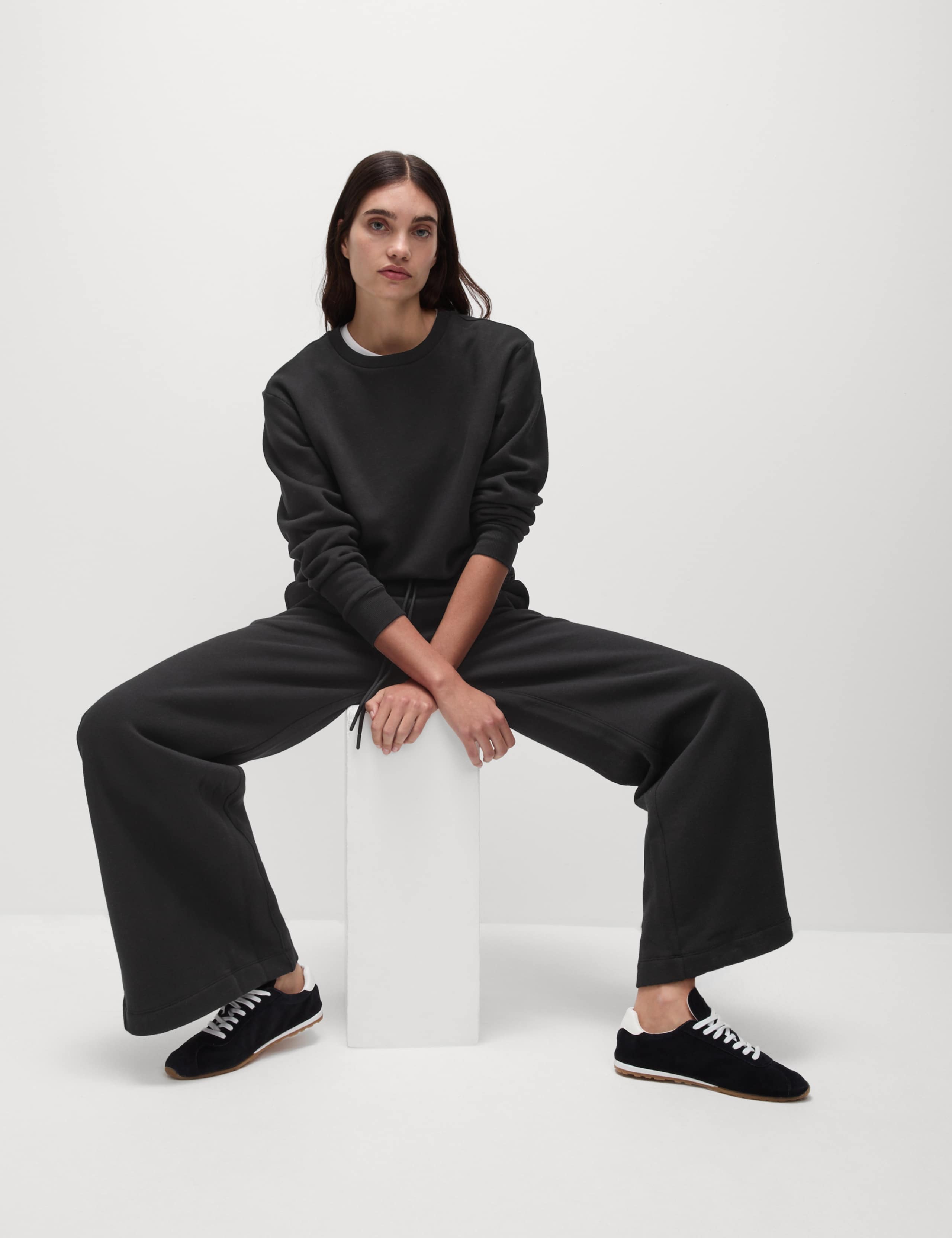 M&S Cotton Rich Brushed Wide Leg Joggers