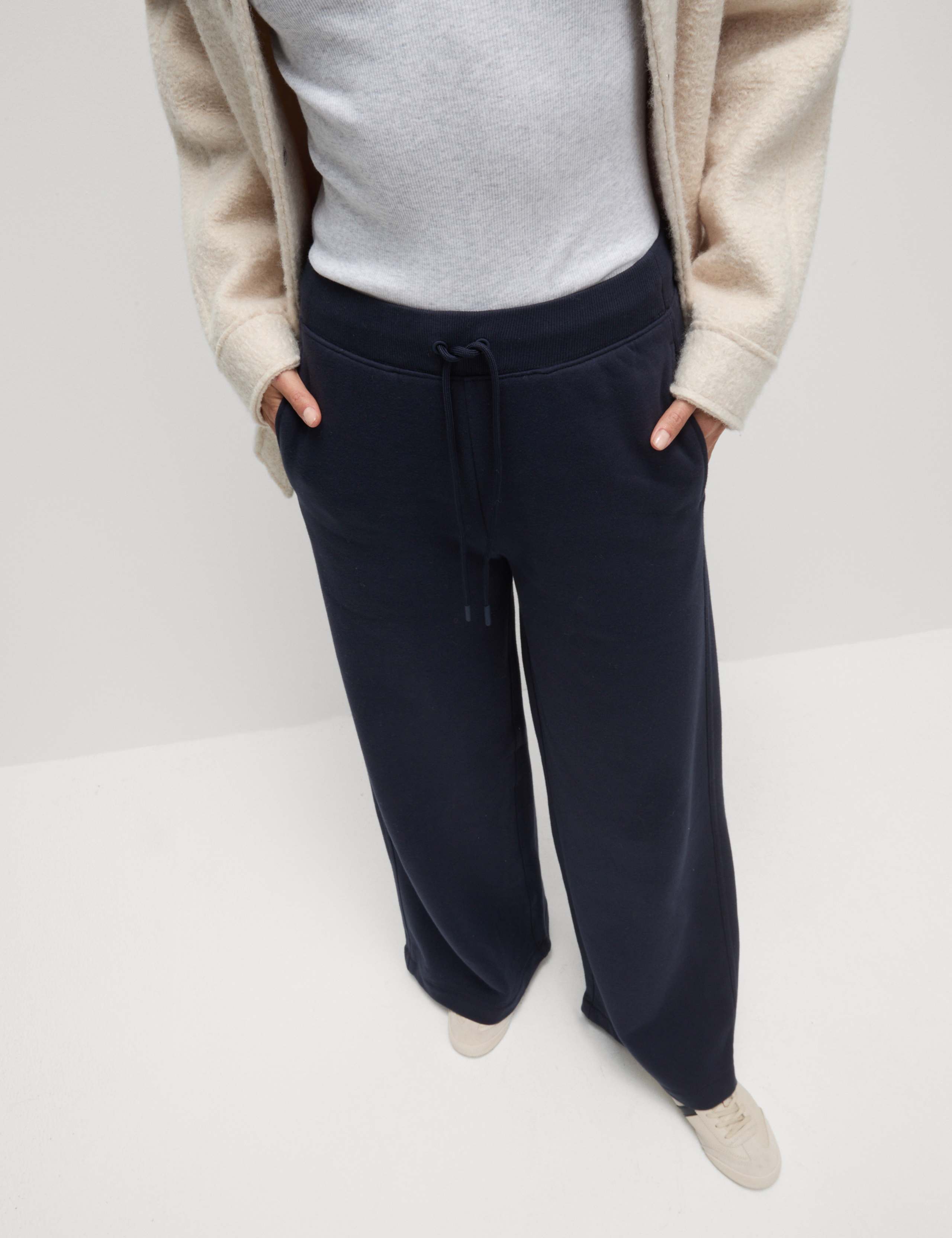 M&S Cotton Rich Brushed Wide Leg Joggers