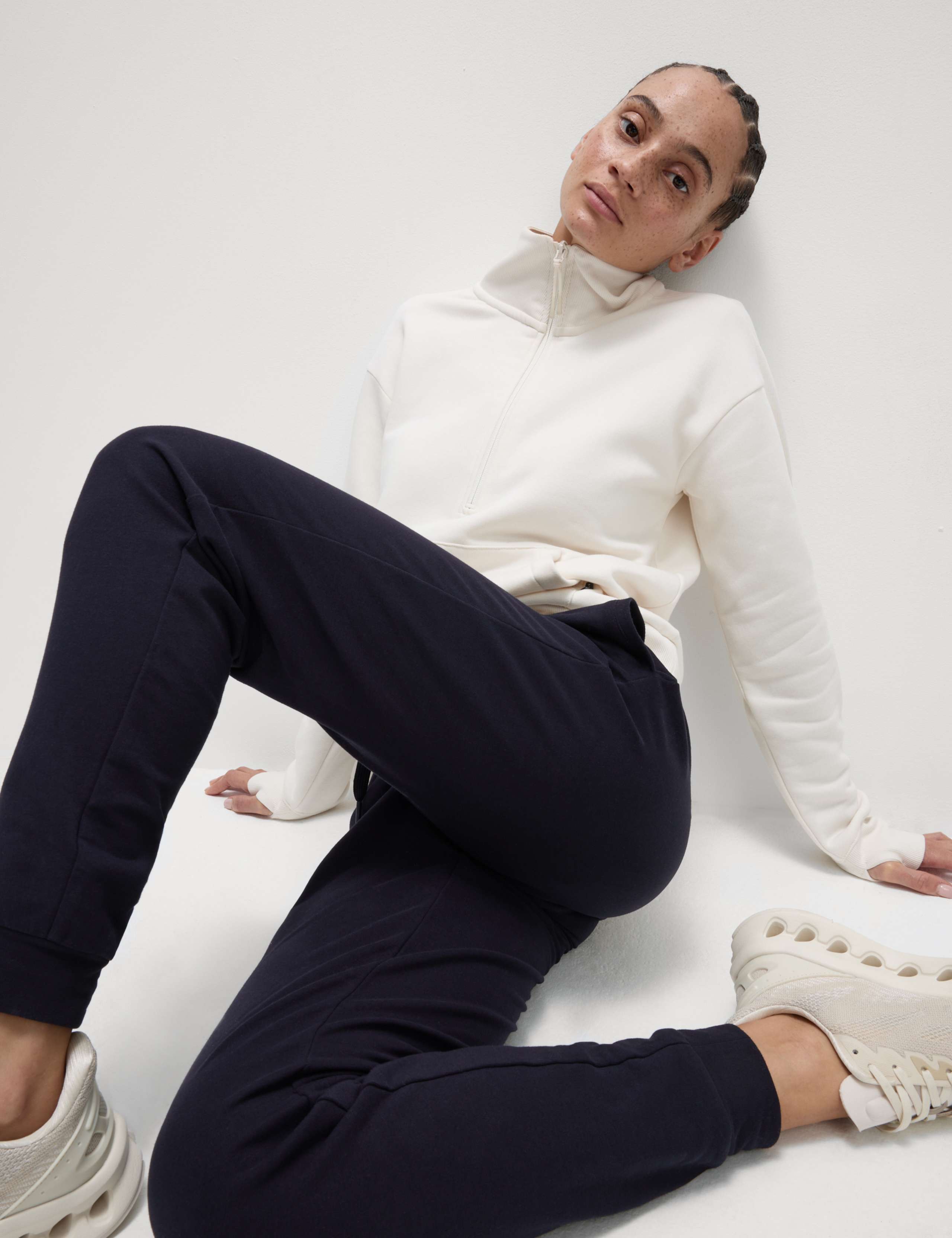 M&S Cotton Rich Cuffed High Waisted Joggers