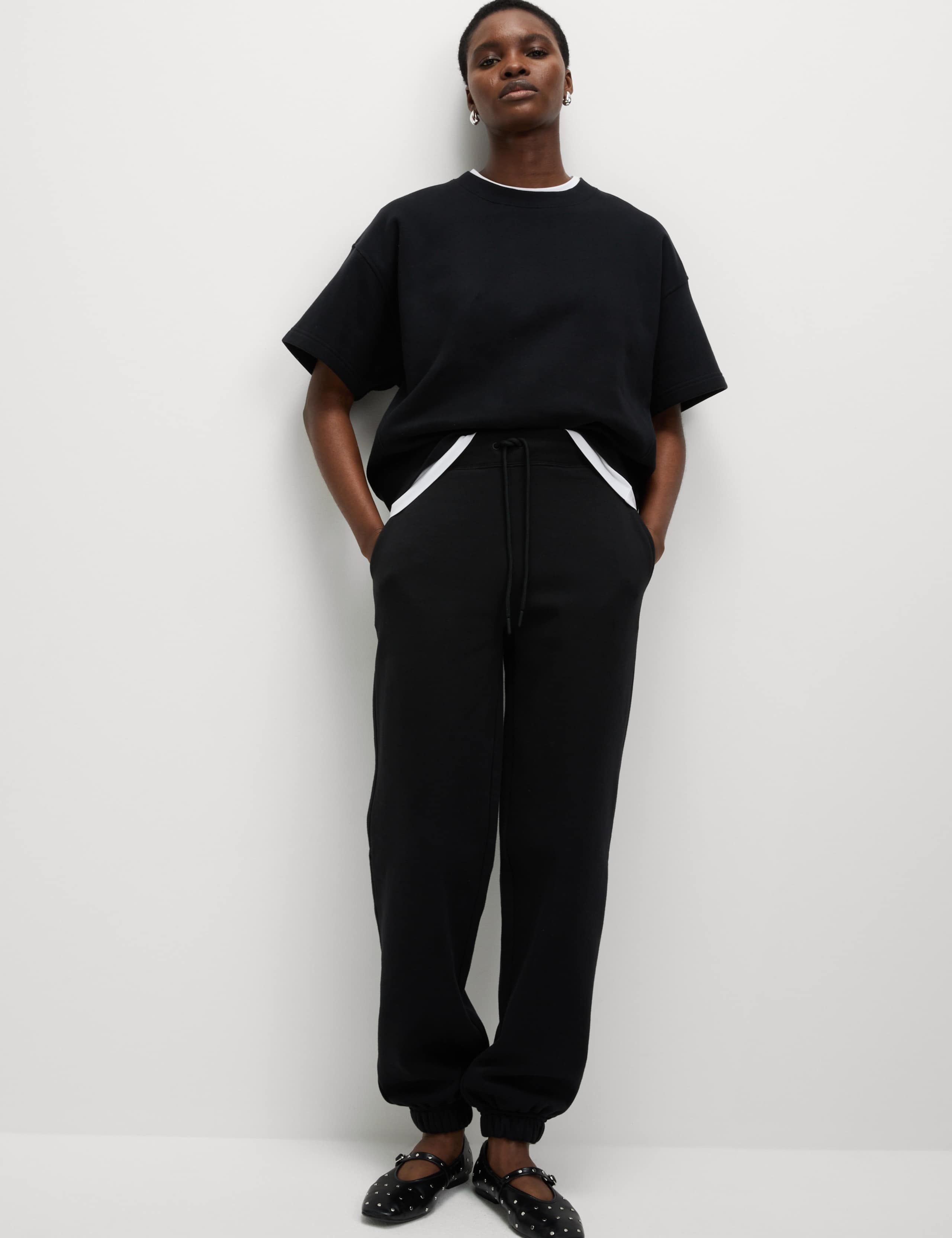 M&S Cotton Rich Drawstring Cuffed Joggers