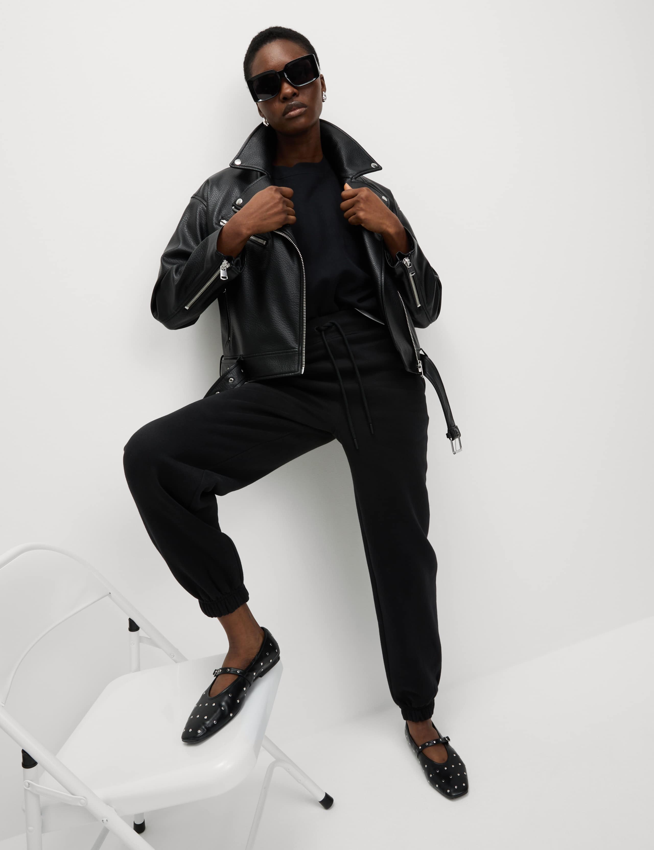 M&S Cotton Rich Drawstring Cuffed Joggers