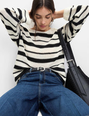 M&S Cotton Rich Striped Crew Neck Fitted Jumper