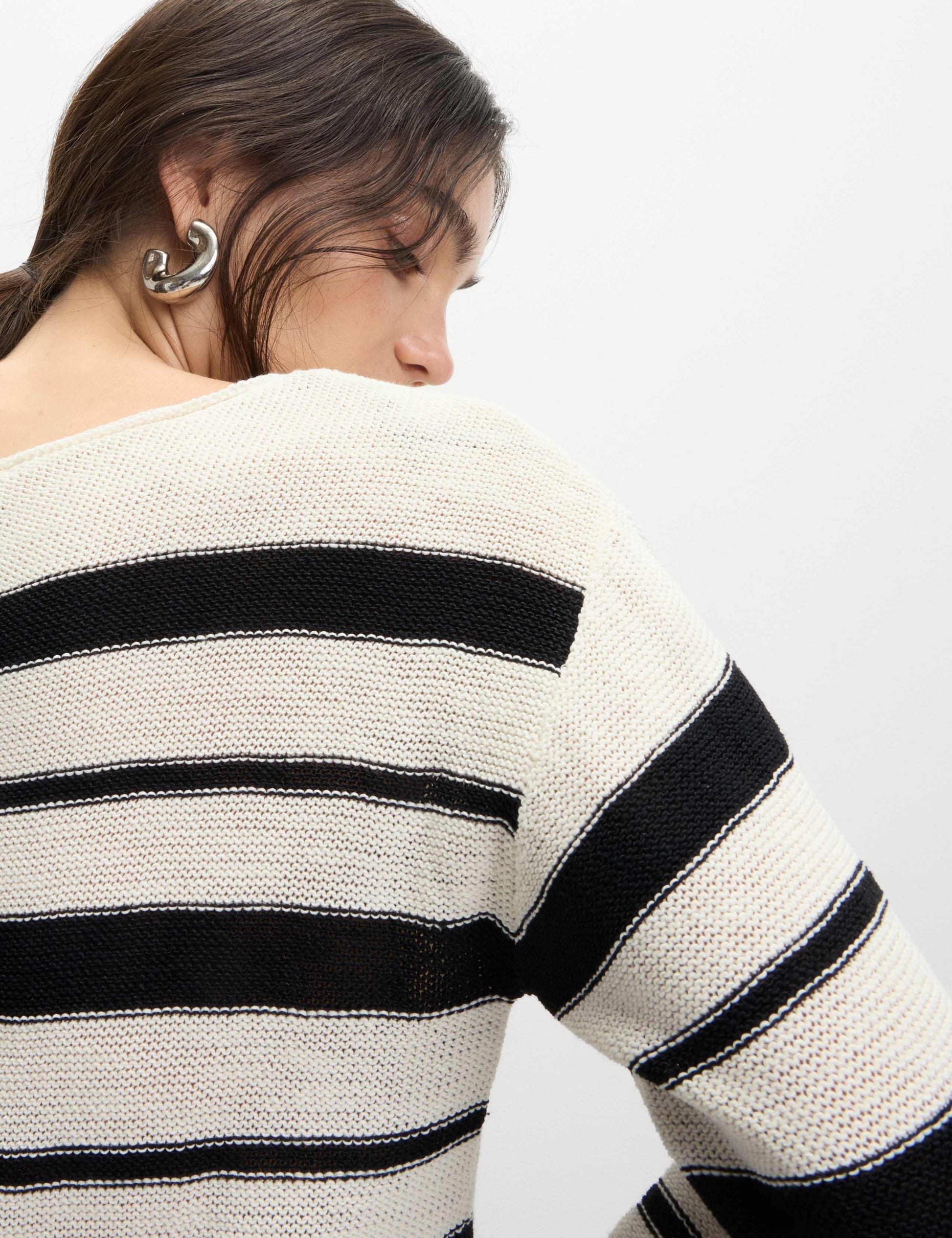 M&S Cotton Rich Striped Crew Neck Fitted Jumper