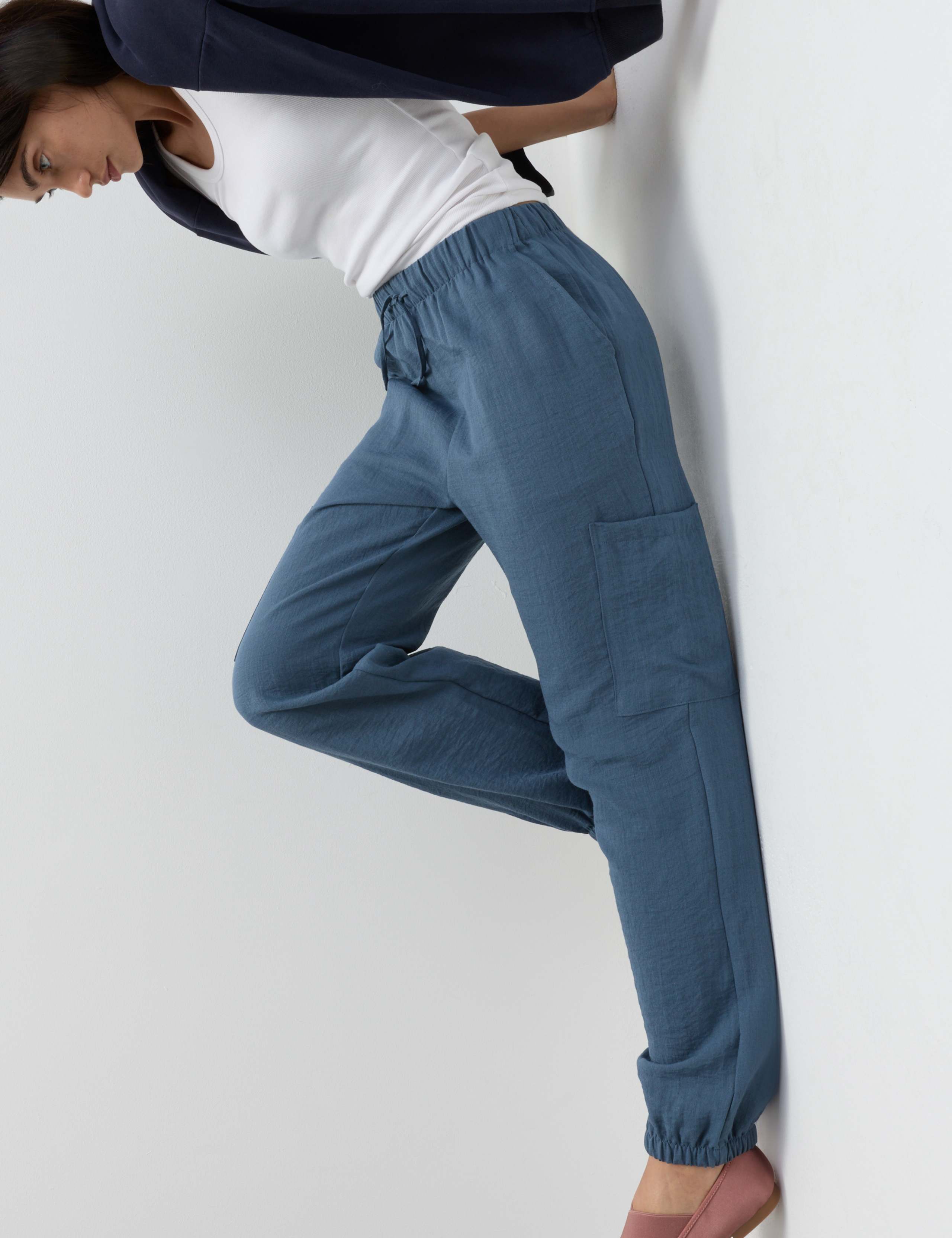 M&S Crinkle Cargo Cuffed Joggers