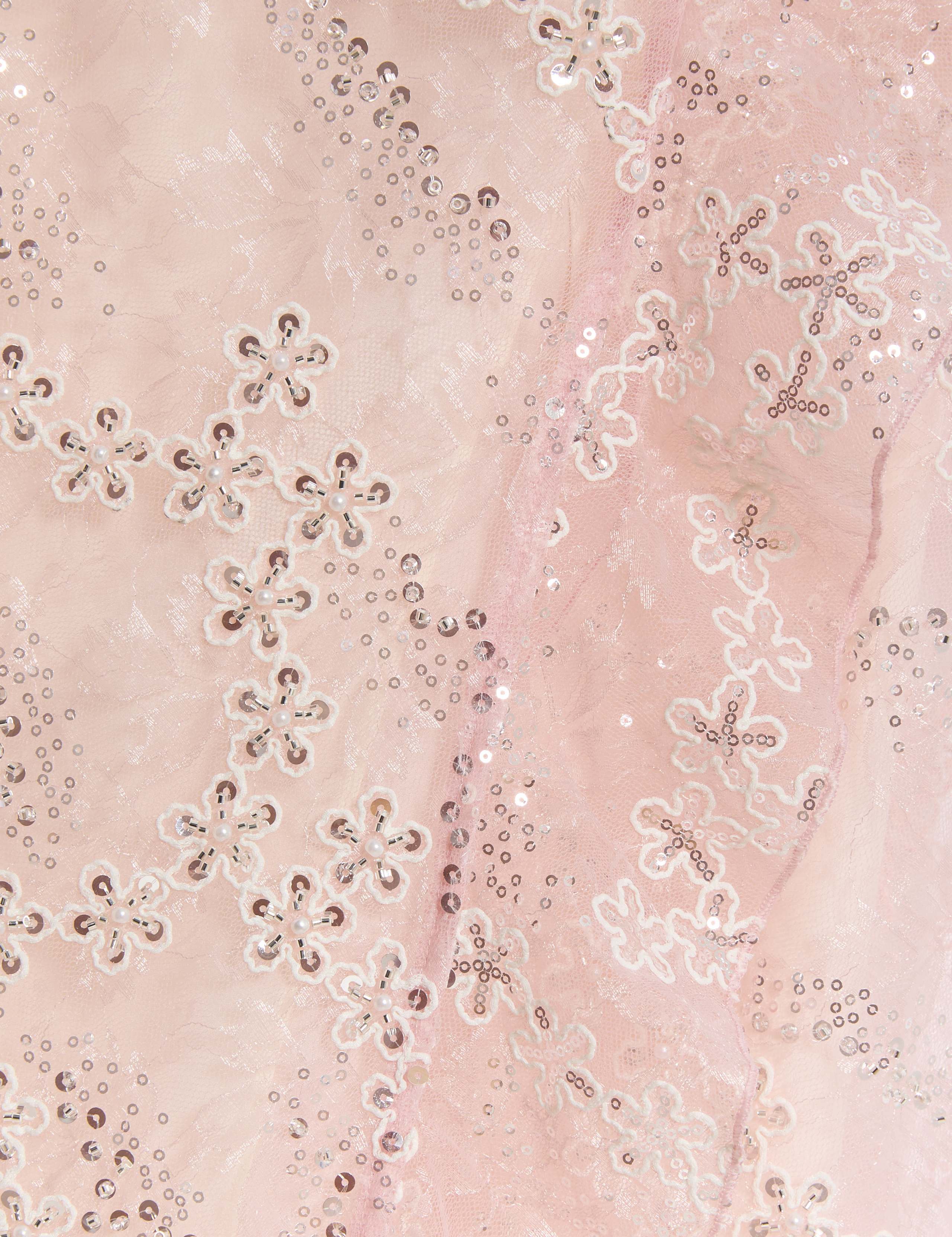 Embellished Lace Frill Midaxi Column Dress