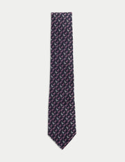 Flamingo Pure Silk Tie - Navy Mix