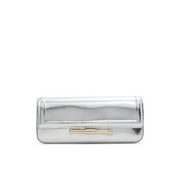 Metallic Leather Crossbody Baguette Bag
