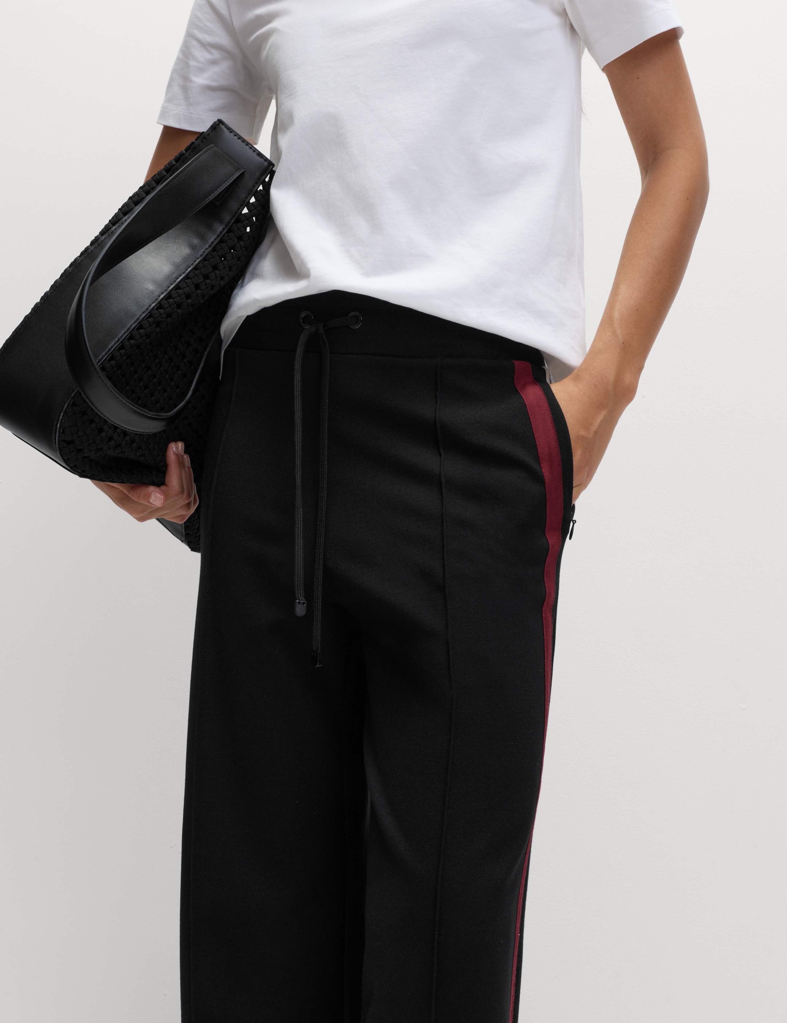 M&S Jersey Side Stripe Wide Leg Trousers