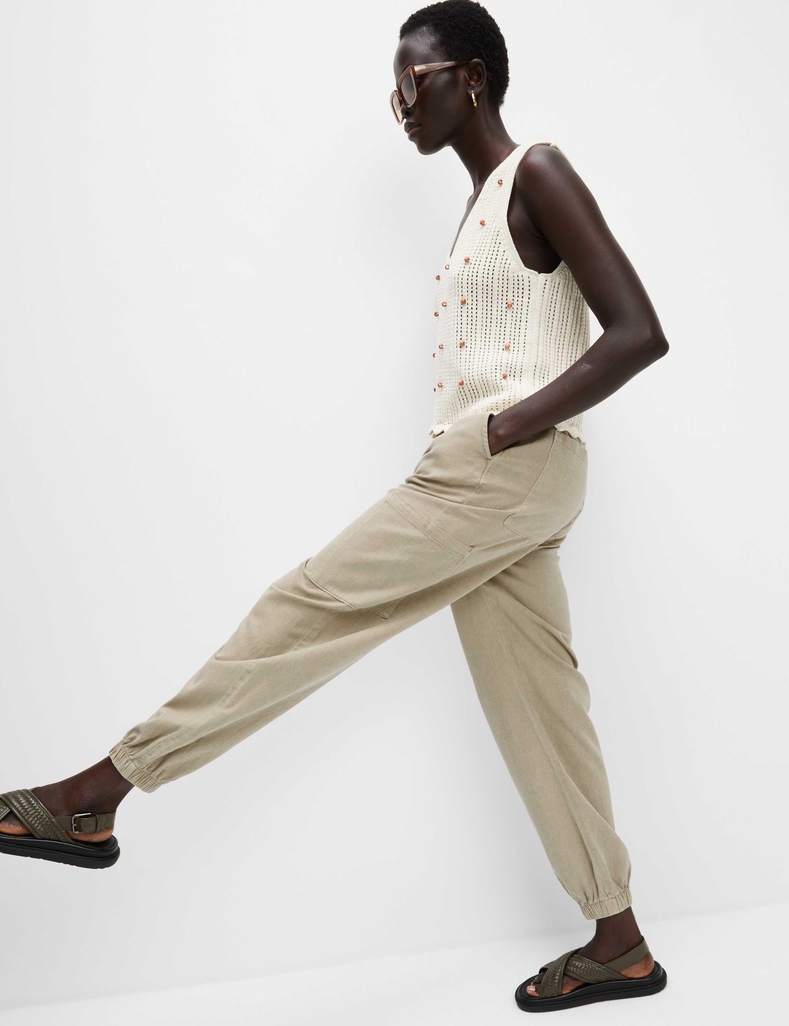 M&S Lyocell Rich Joggers With Cotton & Linen