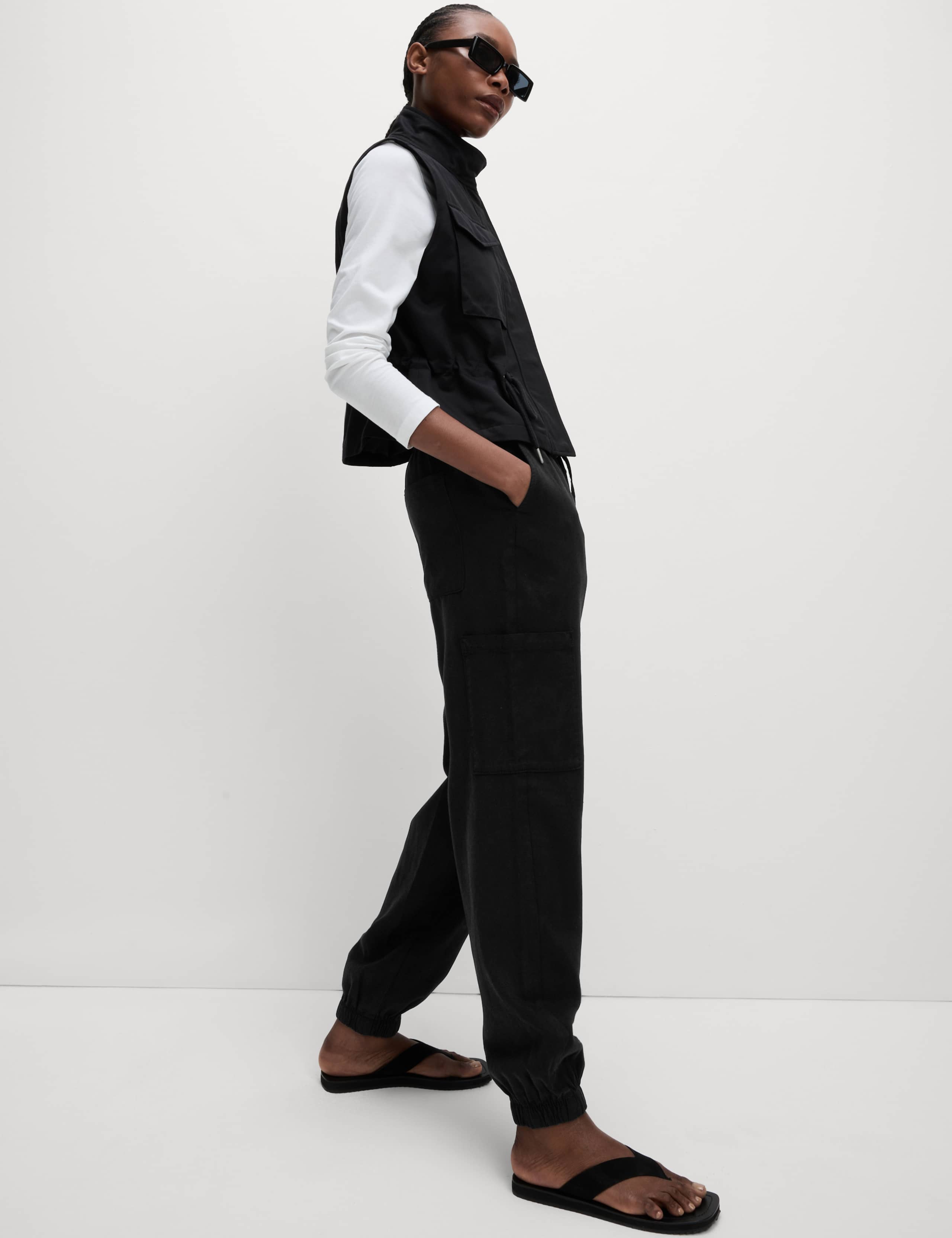 M&S Lyocell Rich Joggers With Cotton & Linen