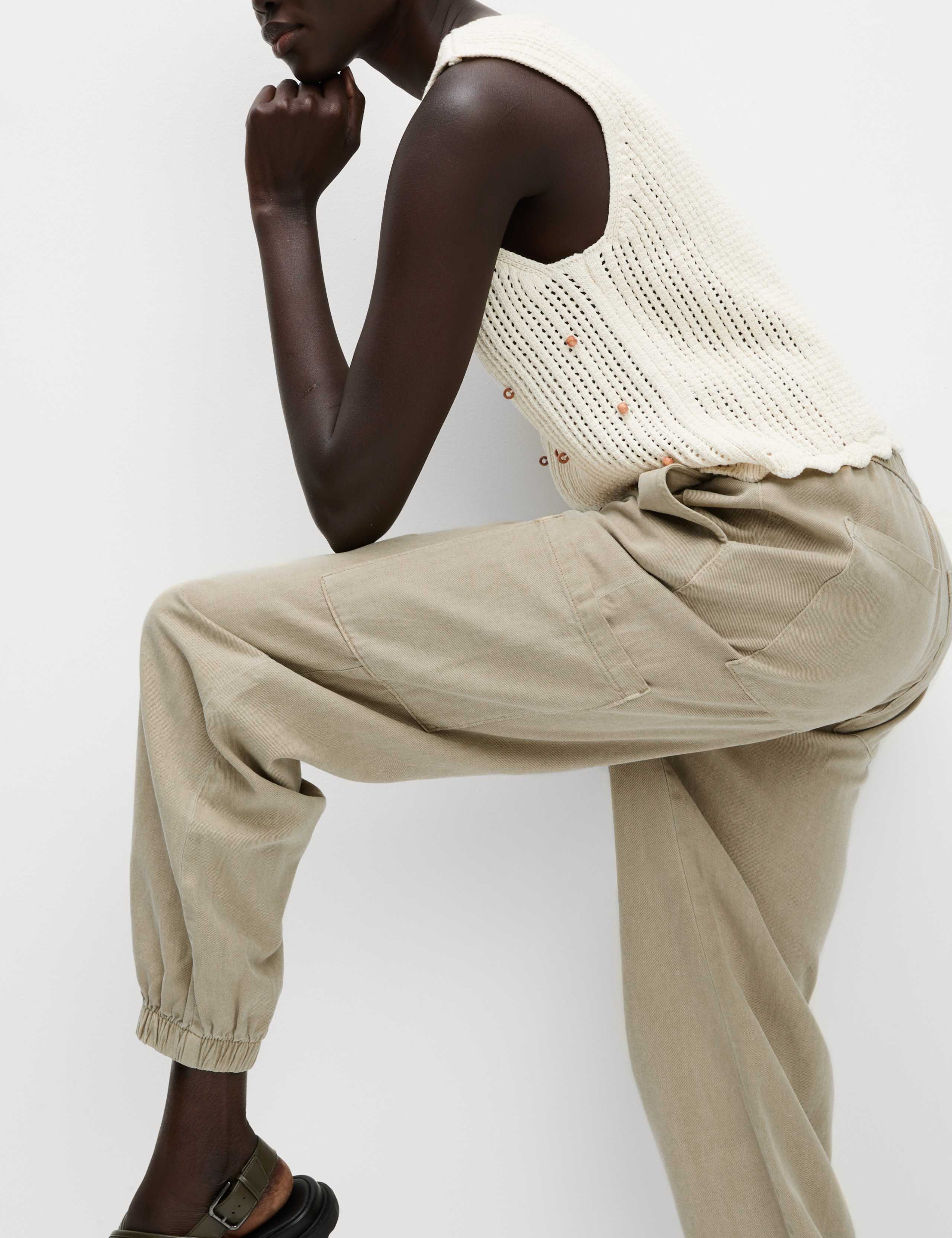 M&S Lyocell Rich Joggers With Cotton & Linen