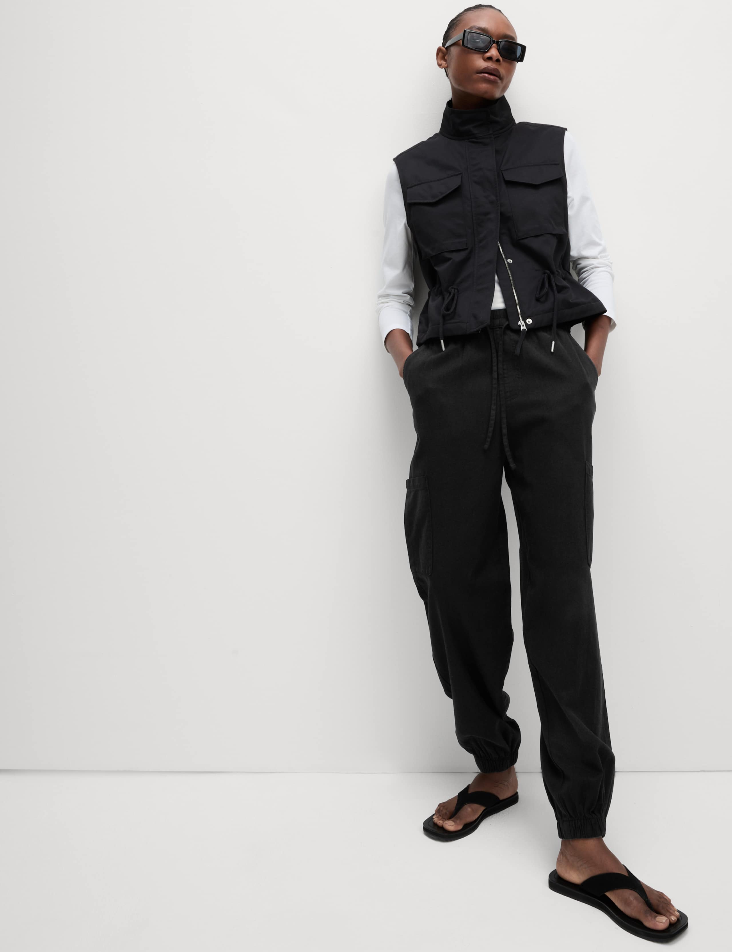 M&S Lyocell Rich Joggers With Cotton & Linen