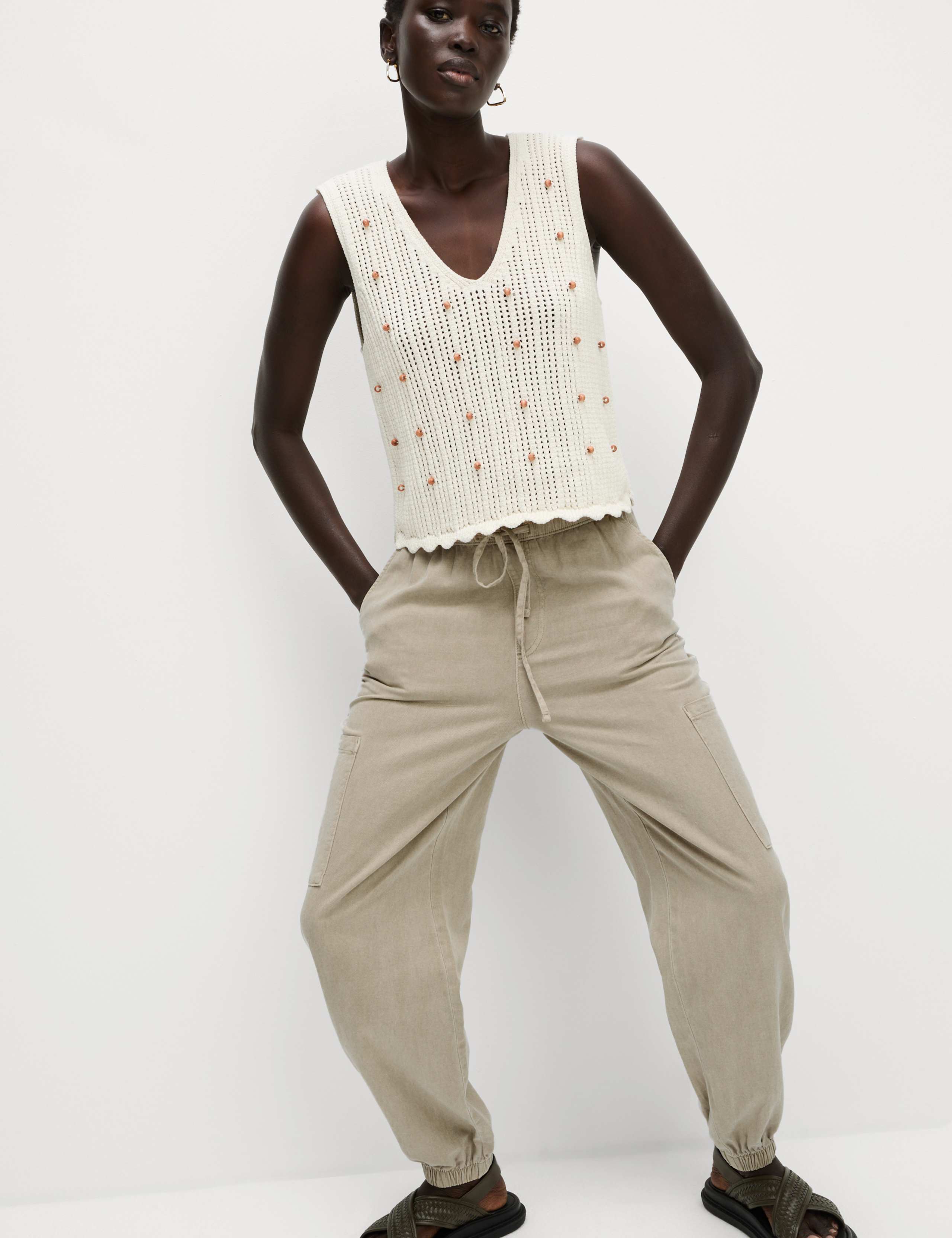 M&S Lyocell Rich Joggers With Cotton & Linen