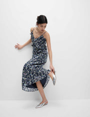 Lyocell Rich Printed Ruffle Midi Cami Dress