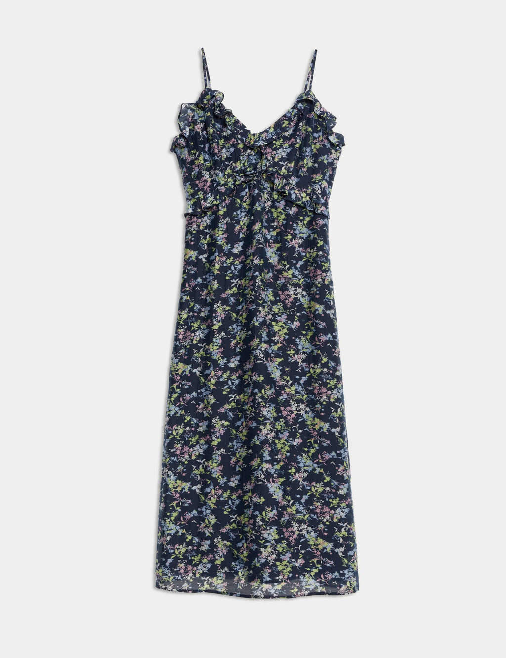 Lyocell Rich Printed Ruffle Midi Cami Dress