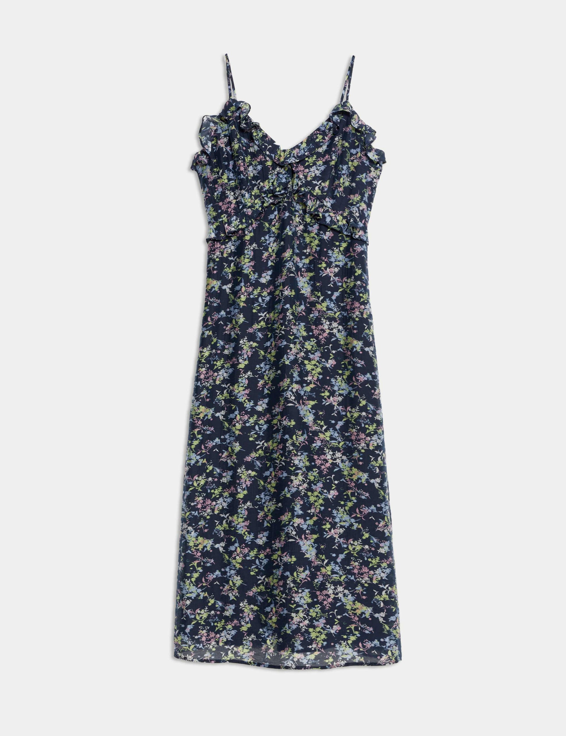 Lyocell Rich Printed Ruffle Midi Cami Dress